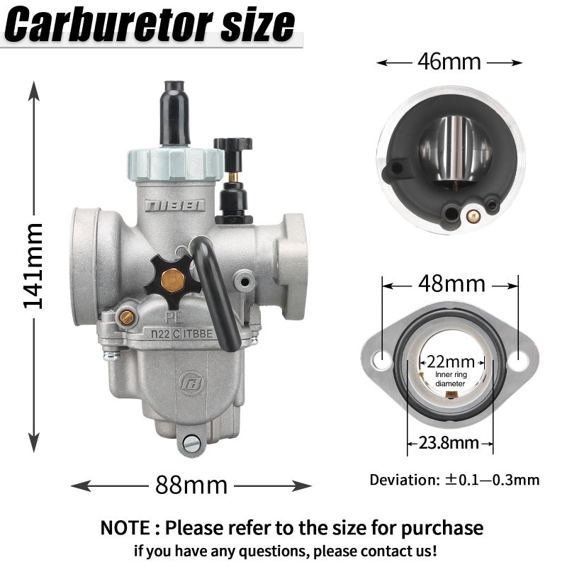 NIBBI Carburetor PE22mm with 48mm Air Filter Fit 110cc 125cc 130cc Flange Motorcycle Engines for Dirt Bike Pit Bike ATV 4 Wheeler with Carb Jets - Image 2